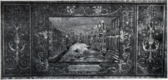 89. Внешняя сторона верхней доски ломберного стола с изображением улицы Константинополя